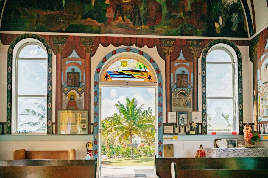 Big Island: Evening Volcano Explorer from Hilo - Star of the Sea Painted Church and the cost of moving a town