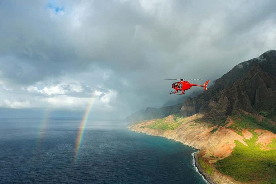 Kauai: Hughes 500 4-Passenger Doors-Off Helicopter Flight - The Nā Pali Coast from a clear, open side