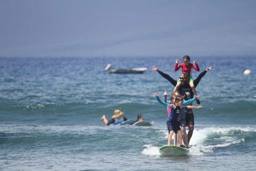 Maui Lahaina Group Surf Lesson - Taking turns in the West Maui waves