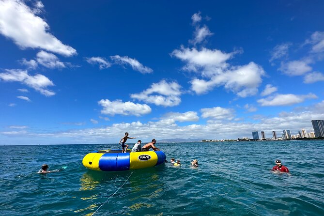 Waikiki, Hawaii: Deluxe Snorkel and Wildlife Cruise - The slide, trampoline, and floating mat